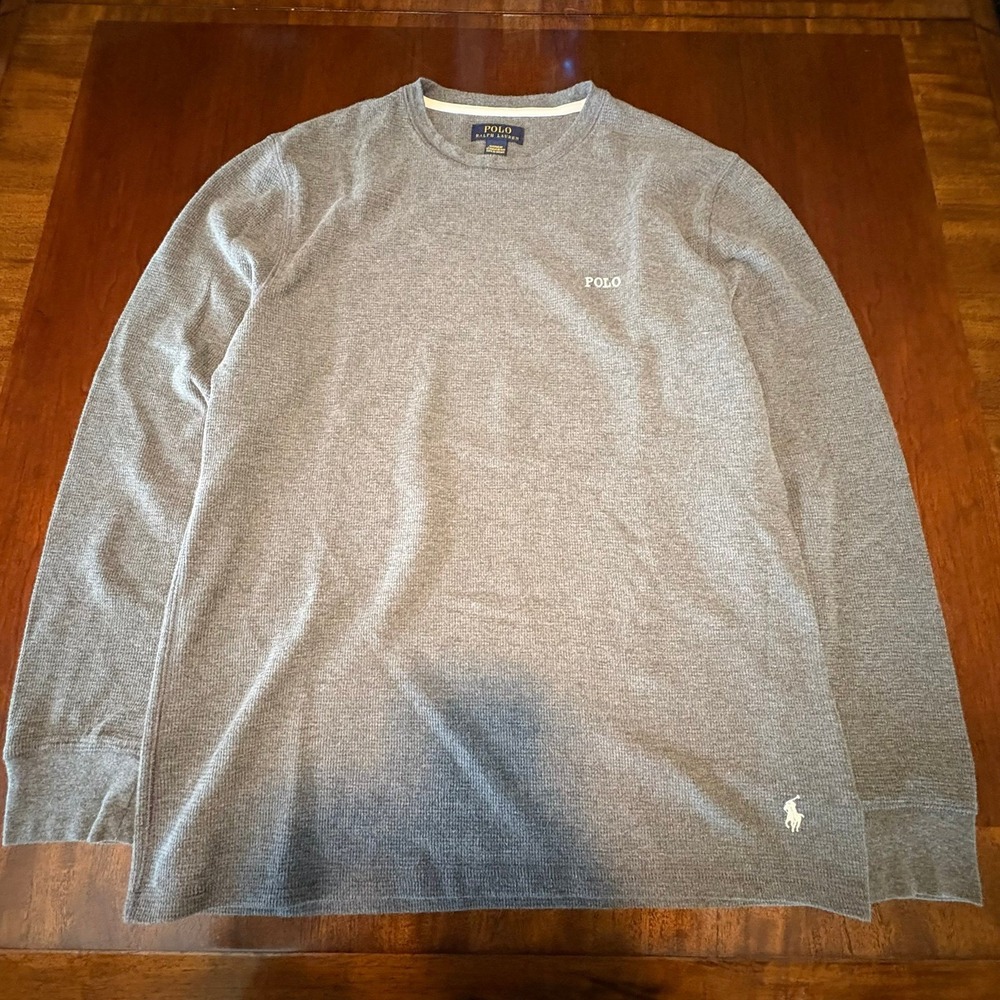 Polo Ralph Lauren Sleepwear Thermal Waffle Knit Shirt Gray Mens Large
